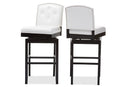 Rosie White Faux Leather Button-tufted Upholstered Swivel Bar Stool (Set of 2) Baxton