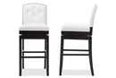 Rosie White Faux Leather Button-tufted Upholstered Swivel Bar Stool (Set of 2) Baxton