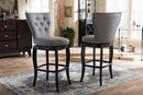 Bayan Gray Fabric Upholstered Button-tufted 29-Inch 2Pc Swivel Bar Stool Set Baxton