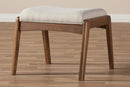 Sebastian Walnut Wood Finishing and Light Beige Fabric Upholstered Ottoman Baxton