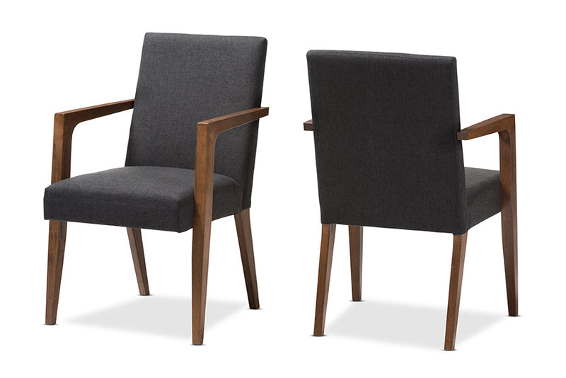 Nicholson Dark Gray Upholstered Wooden 2Pc Lounge Set Baxton