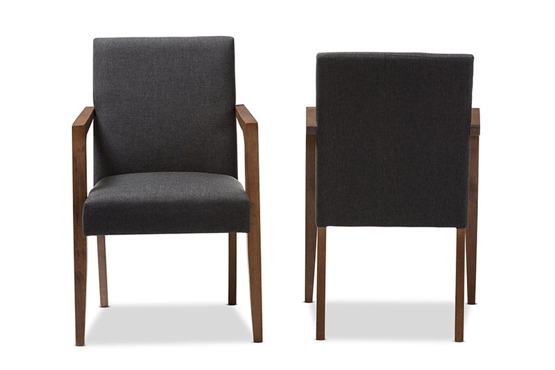 Nicholson Dark Gray Upholstered Wooden 2Pc Lounge Set Baxton