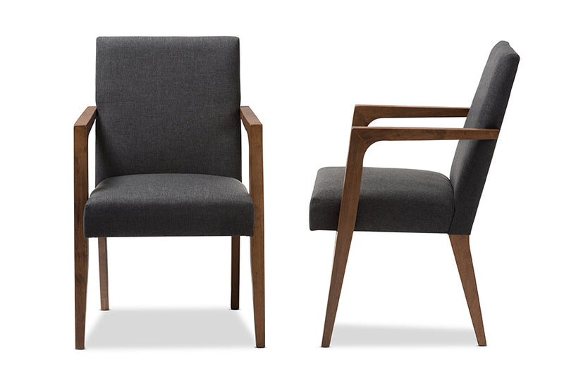 Nicholson Dark Gray Upholstered Wooden 2Pc Lounge Set Baxton