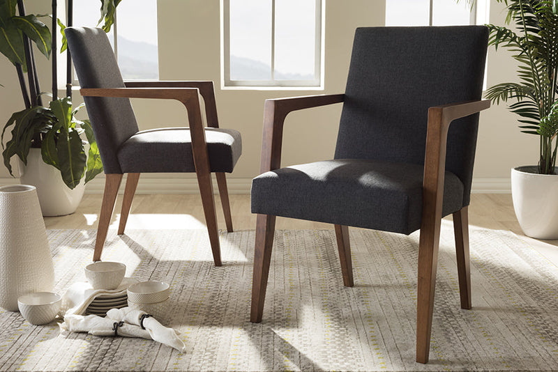 Nicholson Dark Gray Upholstered Wooden 2Pc Lounge Set Baxton