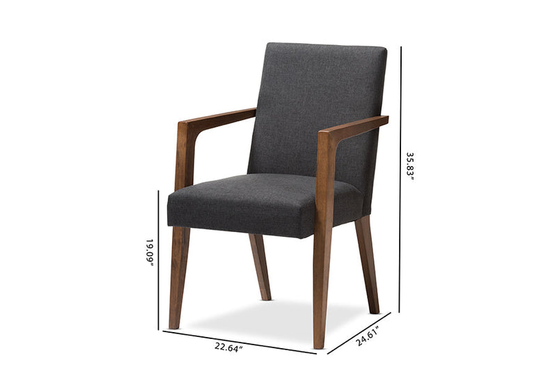 Nicholson Dark Gray Upholstered Wooden 2Pc Lounge Set Baxton