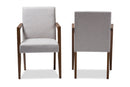 Nicholson Greyish Beige Upholstered Wooden 2Pc Lounge Chair Set Baxton