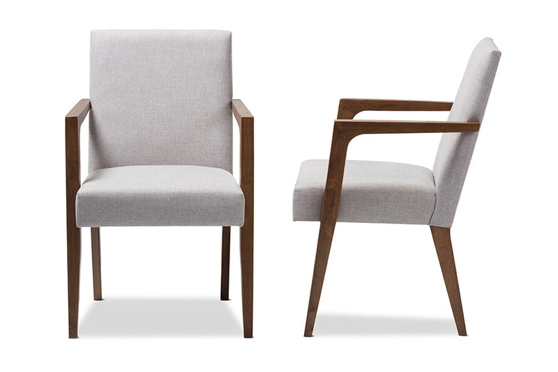 Nicholson Greyish Beige Upholstered Wooden 2Pc Lounge Chair Set Baxton