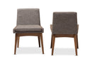 Larine Walnut Wood Gravel Fabric Upholstered Dining Side Chair (Set of 2) Baxton