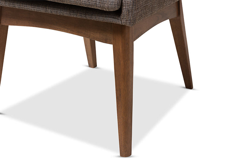 Larine Walnut Wood Gravel Fabric Upholstered Dining Side Chair (Set of 2) Baxton