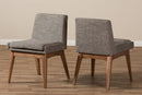 Larine Walnut Wood Gravel Fabric Upholstered Dining Side Chair (Set of 2) Baxton