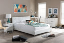 Tadeo White Modern Bed w/Crystal Button Tufting (Queen Size) Baxton