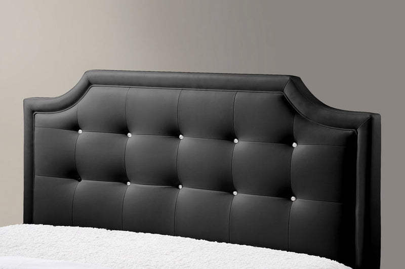 Larissa Black Modern Bed w/Upholstered Headboard - Queen Size Baxton
