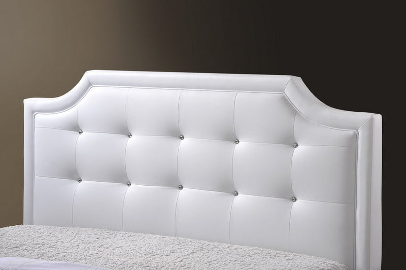 Larissa White Modern Bed w/Upholstered Headboard - King Size Baxton