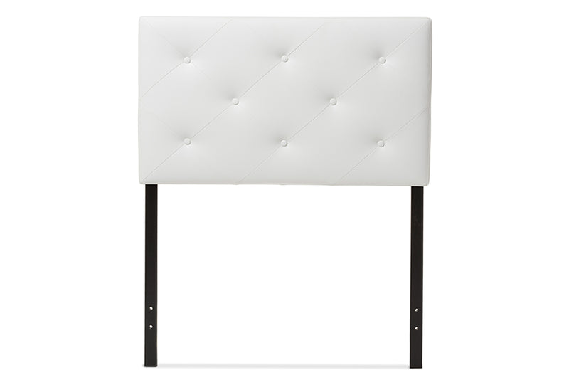 Becker Modern and Contemporary White Faux Leather Upholstered Twin Size Headboard