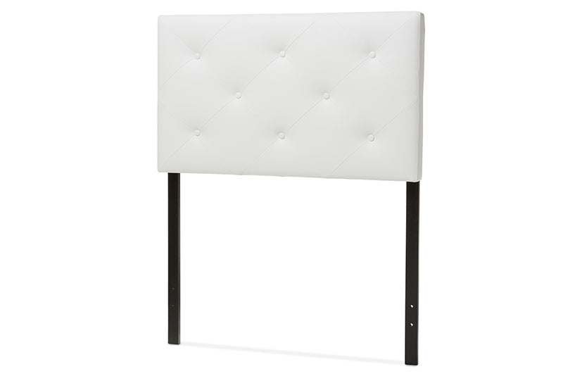 Becker Modern and Contemporary White Faux Leather Upholstered Twin Size Headboard