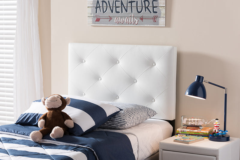 Becker Modern and Contemporary White Faux Leather Upholstered Twin Size Headboard 