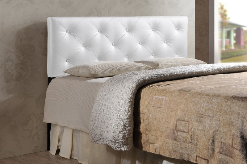 Becker Modern and Contemporary Queen White Faux Leather Upholstered Headboard