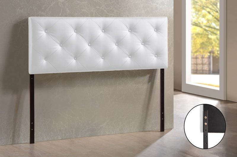 Becker Modern and Contemporary Queen White Faux Leather Upholstered Headboard