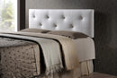 Tarelle Full White Faux Leather Headboard w/Faux Crystal Buttons Baxton
