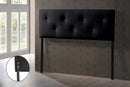 Tarelle Modern and Contemporary Full Black Faux Leather Headboard w/Faux Crystal Buttons