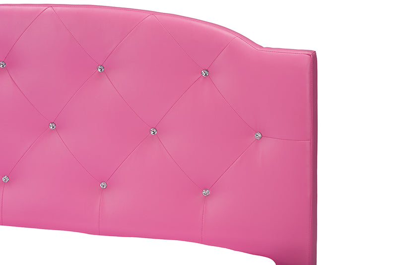 Declan Pink Leather Contemporary Full-Size Bed