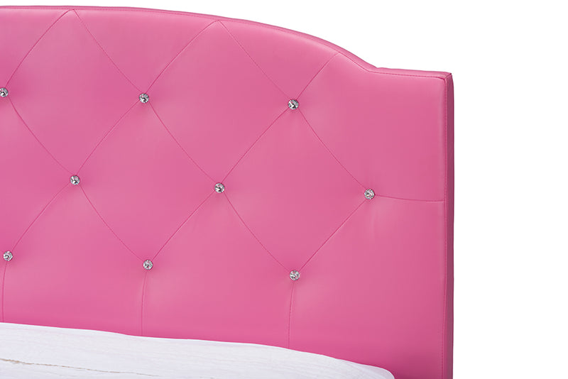 Declan Modern and Contemporary Hot Pink Faux Leather Queen Size Platform Bed