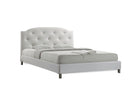 Declan White Leather Queen-Size Bed Baxton