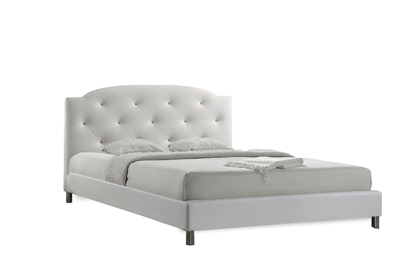 Declan White Leather Contemporary Full-Size Bed