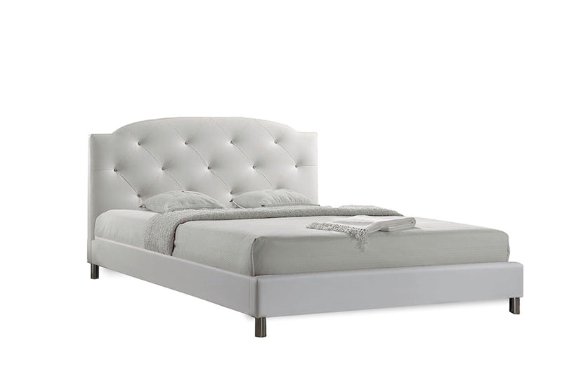 Declan White Leather Full-Size Bed Baxton