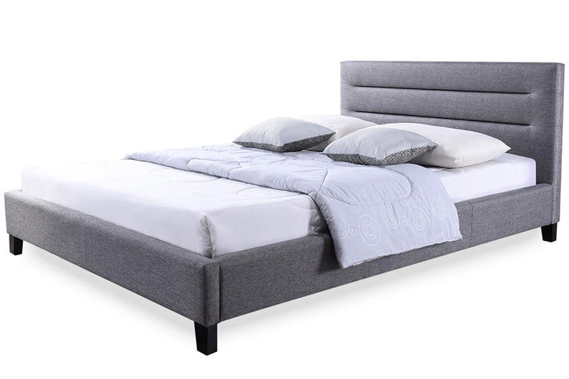 Heidi Modern and Contemporary Queen Size Gray Fabric Upholstered Platform Base Bed