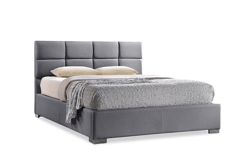 Ines Modern and Contemporary Gray Fabric Upholstered Queen Size Platform Bed