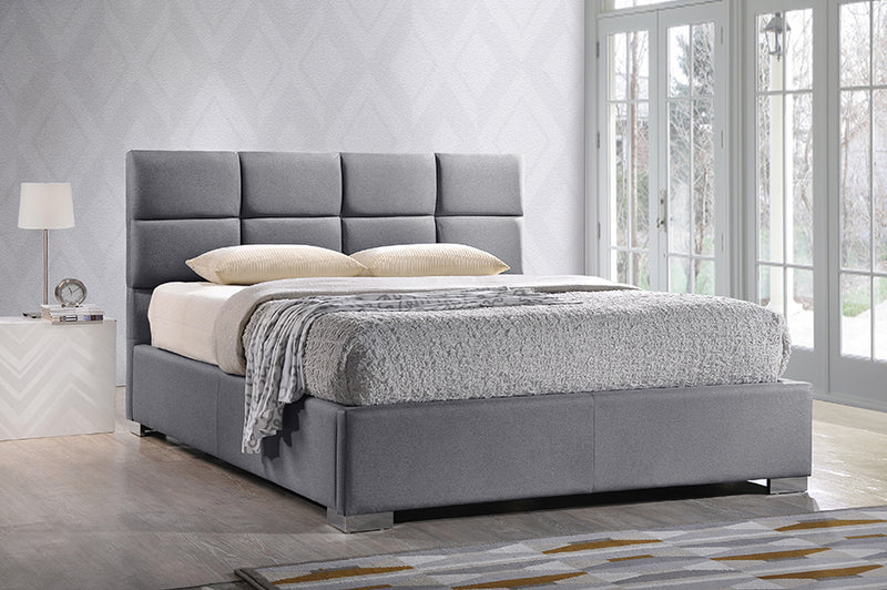 Ines Modern and Contemporary Gray Fabric Upholstered Queen Size Platform Bed