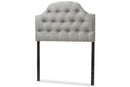 Clovis Gray Fabric Button-Tufted Scalloped Twin Size Headboard Baxton