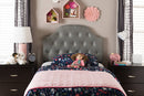 Clovis Gray Fabric Button-Tufted Scalloped Twin Size Headboard Baxton