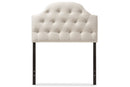 Clovis Light Beige Fabric Button-Tufted Scalloped Twin Size Headboard Baxton