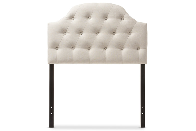 Clovis Modern and Contemporary Light Beige Fabric Upholstered Button-Tufted Scalloped Twin Size Headboard