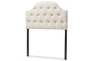 Clovis Light Beige Fabric Button-Tufted Scalloped Twin Size Headboard Baxton