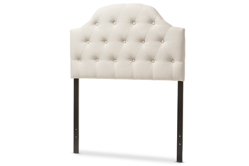 Clovis Modern and Contemporary Light Beige Fabric Upholstered Button-Tufted Scalloped Twin Size Headboard