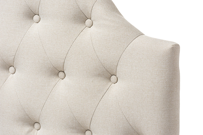 Clovis Modern and Contemporary Light Beige Fabric Upholstered Button-Tufted Scalloped Twin Size Headboard