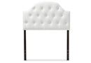 Clovis White Faux Leather Button-Tufted Scalloped Twin Size Headboard Baxton