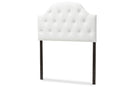 Clovis White Faux Leather Button-Tufted Scalloped Twin Size Headboard Baxton