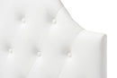 Clovis White Faux Leather Button-Tufted Scalloped Twin Size Headboard Baxton