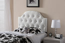 Clovis White Faux Leather Button-Tufted Scalloped Twin Size Headboard Baxton