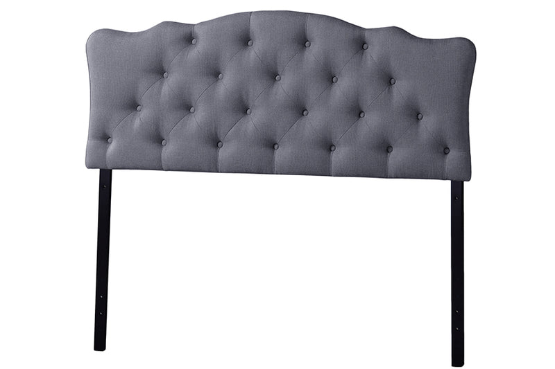 Morigan Modern and Contemporary Full Size Gray Fabric Upholstered Button-tufted Scalloped Headboard