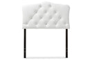Morigan White Faux Leather Button-Tufted Scalloped Twin Size Headboard Baxton