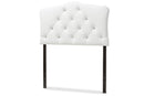 Morigan White Faux Leather Button-Tufted Scalloped Twin Size Headboard Baxton