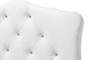 Morigan White Faux Leather Button-Tufted Scalloped Twin Size Headboard Baxton
