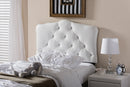 Morigan White Faux Leather Button-Tufted Scalloped Twin Size Headboard Baxton
