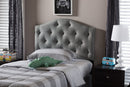 Marcy Gray Fabric Button-Tufted Scalloped Twin Size Headboard Baxton