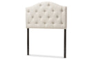Marcy Light Beige Fabric Button-Tufted Scalloped Twin Size Headboard Baxton